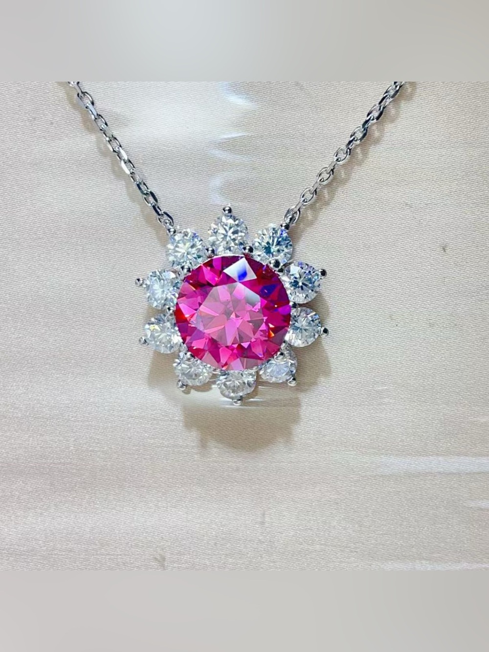 5 Carat Moissanite 925 Sterling Silver Pendant Necklace